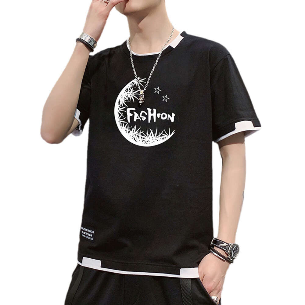 Yuncang Flash Hair 100% Cotton Men's Summer Loose Clothing Trendy Brand Student Round Neck Short Sleeve T-shirt