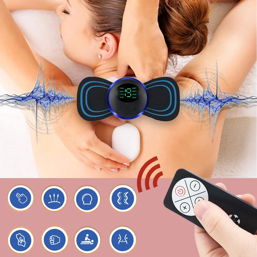 Electric EMS Neck Massager Mini Cervical Back Muscle Pain Relief Patch Stimulation Massage Pad Portable gel Pad Sticker 240713