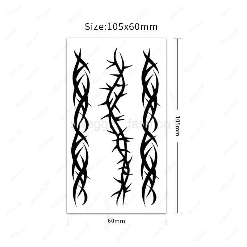 Tattoo Sticker Cool Black Line Element Totem Fake Tatto Waterproof Temporary Hand Chest Arm Makeup for Women Men Body Art TatooB240713