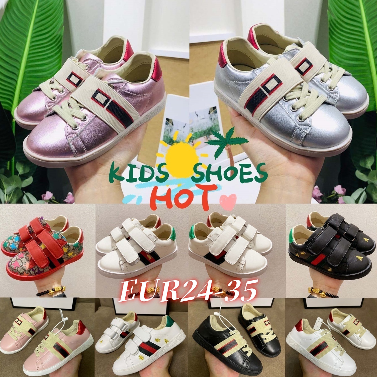 Kids Designer Casual Shoes Bee Trainers Toddler Baby Shoe Luxury Brands Sneakers Kid Youth Infants Boys Girls Children Black White PinkQeIc#