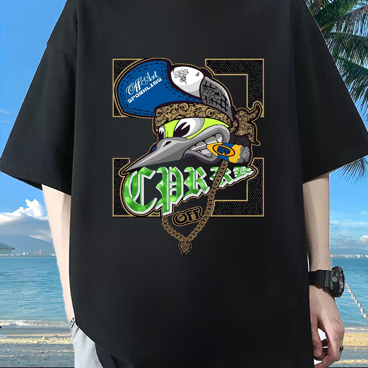 New Man T Shirts Black White Street Tshirts Breathable Crew Neck Cool