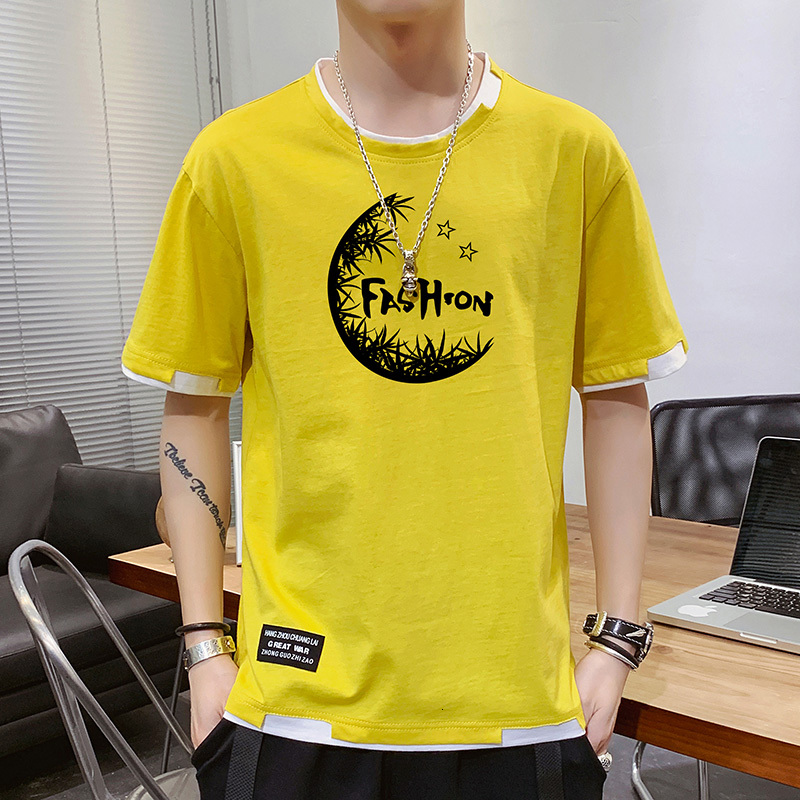 Yuncang Flash Hair 100% Cotton Men's Summer Loose Clothing Trendy Brand Student Round Neck Short Sleeve T-shirt