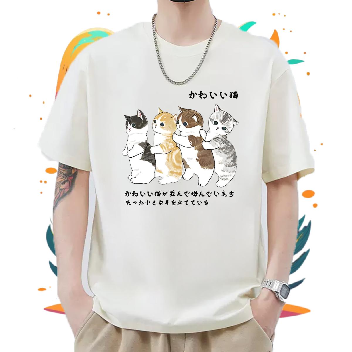 Fashion T Shirts Men DIY Anime Men Tshirts Casual Daily Wear Breathable Crew Neck Cotton Cool Design Polos
