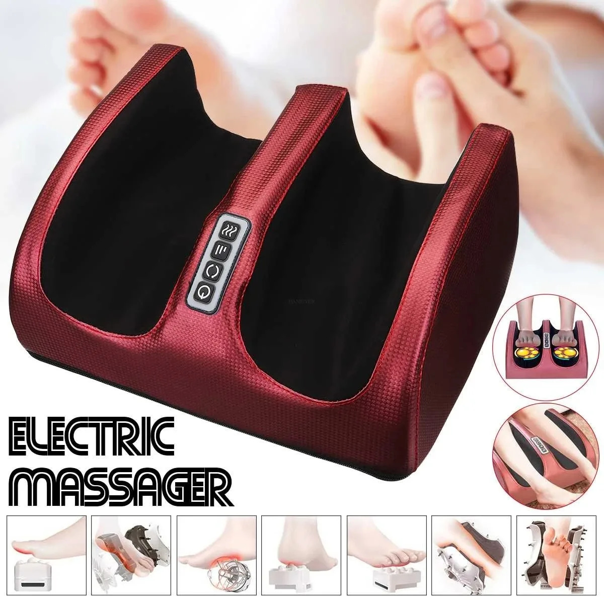 Electric foot massager for body care fatigue relief muscle vibrator optimal heating finger pressure kneading deep tissue relaxation treatment 240713