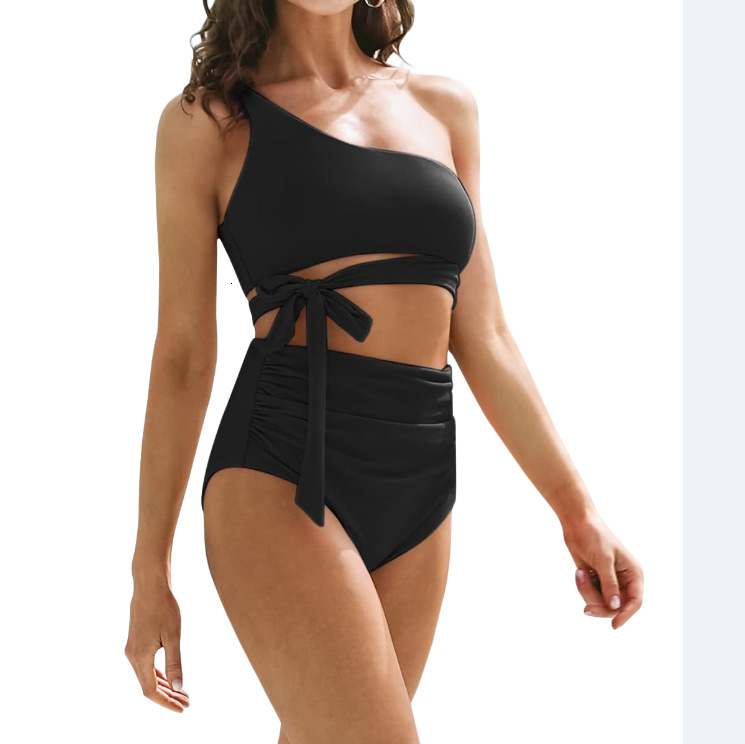 New Arrival Long French Non-ironing New Pattern Leisure Time Bikini 2024 New Women's Leopard Print Strap Split Swimsuit Short Bifurcated Sexy Tem