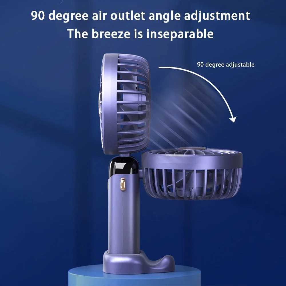 USB Handheld Mlnl Fan Foldable Portable Neck Hanglng Fans 5 Speed USB Rechargeable Fan wlth Phone Stand and Dlsplay ScreenCL240712