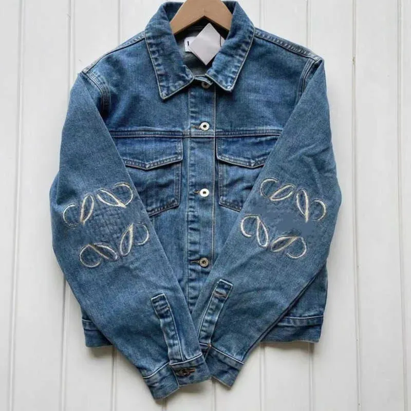 Womens Spring Denim Jacket Embroidered Letter Designer Outwear Long Sleeve Coats Top Cowgirl Clothing
