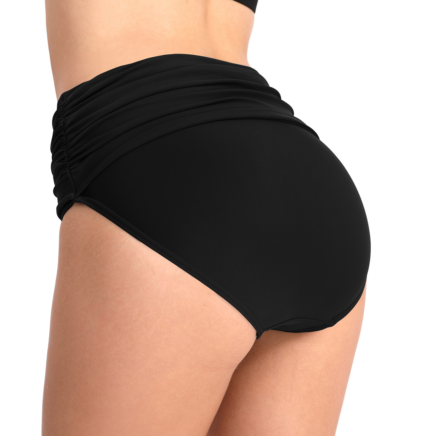 Sleeveless Retro Versatile Fashion High Waisted Elastic Pleated Women, Conservative Triangle Swim Trunks for Women Sexy Short Temperament Waist Loose 