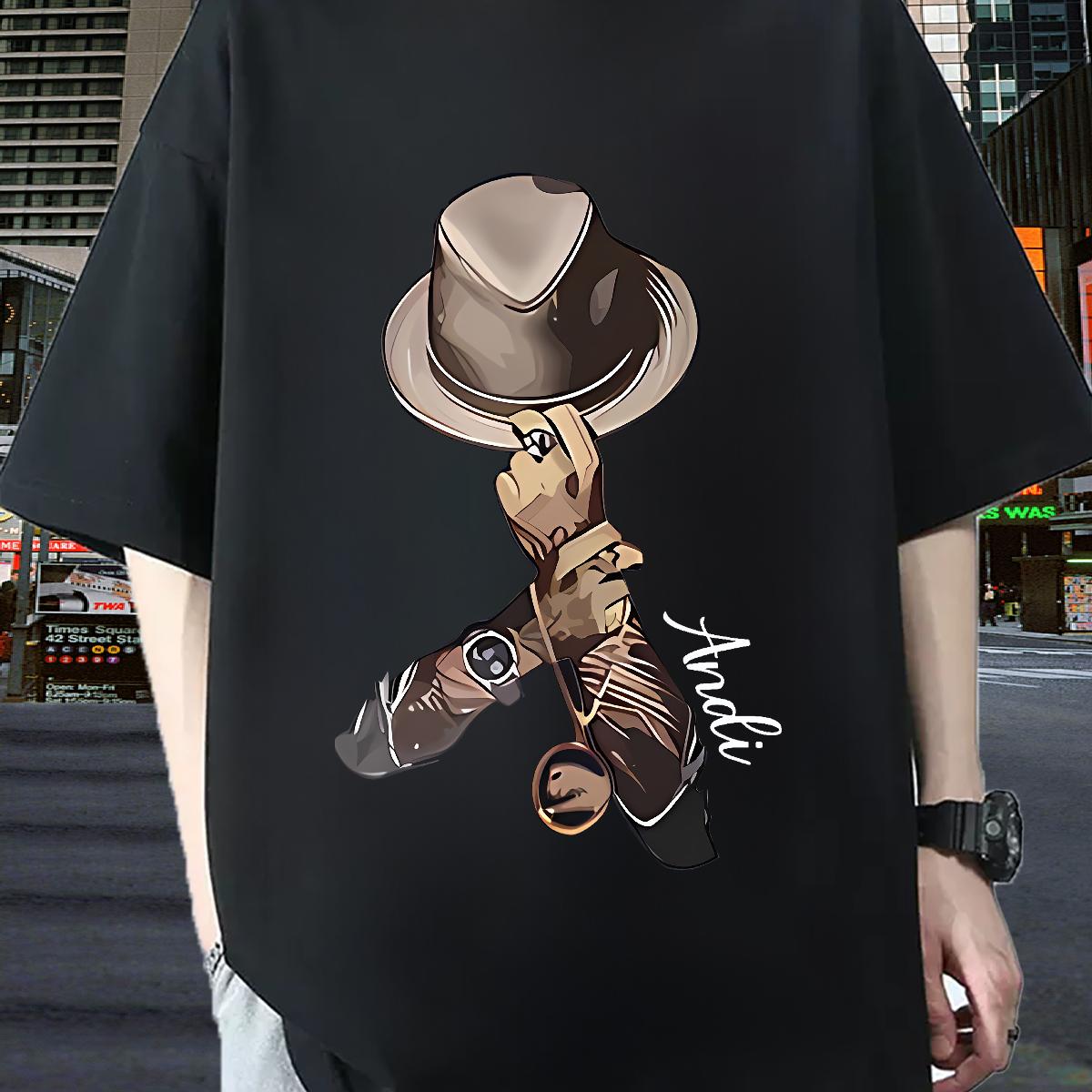 Fashion Design Men T Shirts Cartoon Print Hip Hop Street Men Tops Tees Cotton Breathable Popular