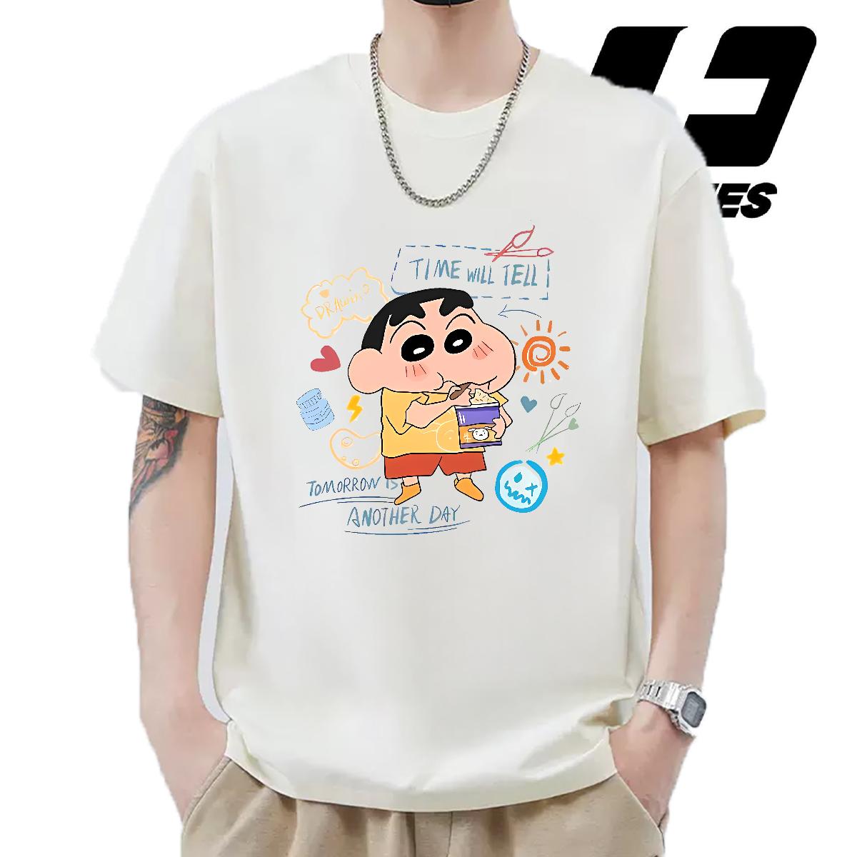 Customized Men T Shirts Cartoon Print Home Outdoor Men Tops Tees Short Sleeve Cotton O-Neck Cool