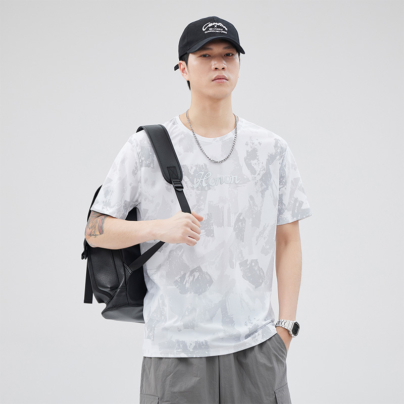 Sports men's summer ice silk thin quick drying short sleeved T-shirt ultra-thin breathable camouflage upper garment