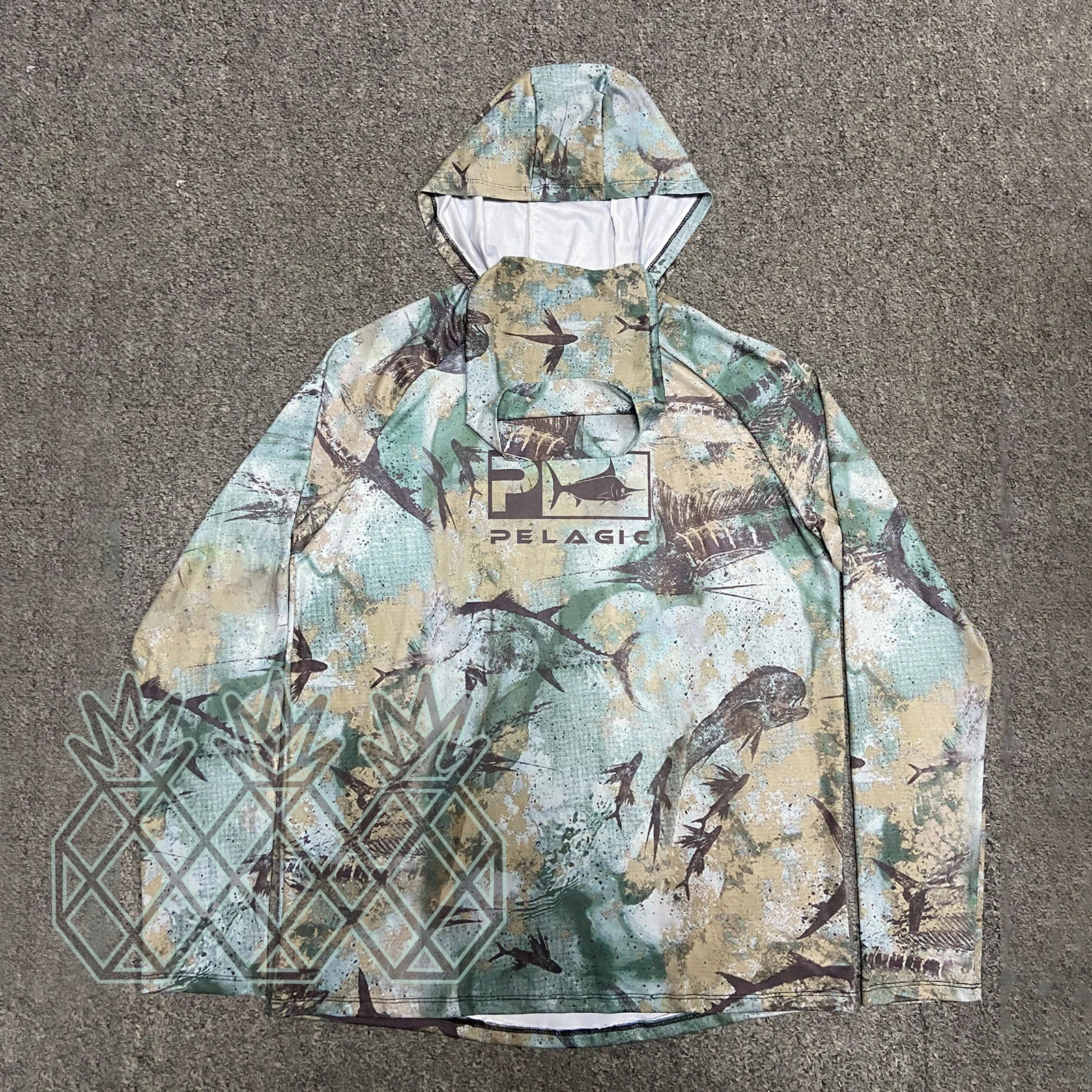 HUK Mens Long Sleeve Fishing Shirt Mask Hooded Fishing Jerseys Upf 50 Uv Protection Breathable Beach Fishing Sweatshirt 240709