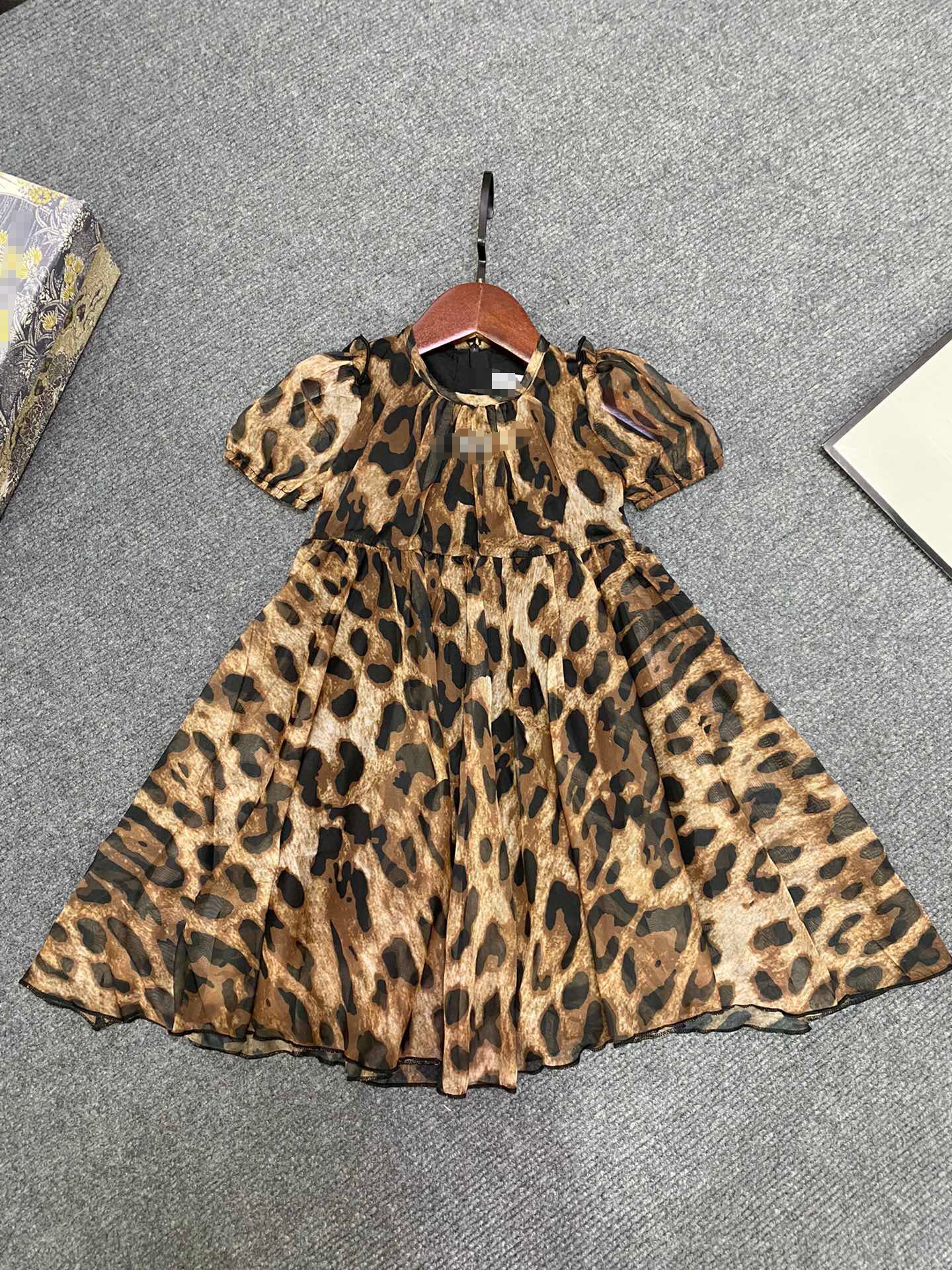 New Kids Summer Chiffon Cap Sleeve One-piece-dress baby KIDS Girls classic clothing Formal Gowns Children School Dress Girl's Leopard Chiffon Dress Free Shipping