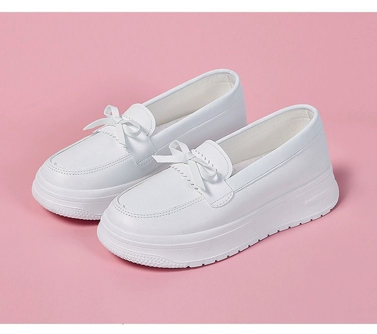 Ddmysports New Bow Nurse With Soft Breathable Thick Bottom Anti Slip Odor Proof Non Tiring Work White Shoes For Medical Care OUTDOOR