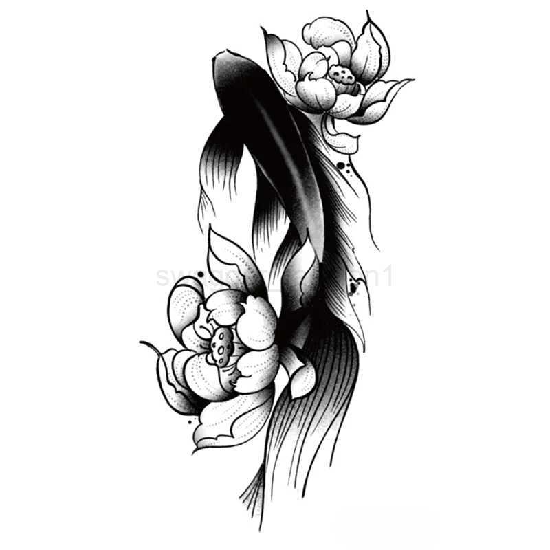 Tattoo Stickers Luckly Fish Whale Tail Moon Flower Fake Tatto Waterproof Temporary Hand Tatoo for Women Men Makeup ArtB240713