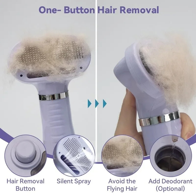 Fido Fave Pet Hair Dryer Steam Brush, Spray Cat Dryer Comb for Shedding, 3 in 1 Cat Steam Comb, Dog Blow Dryer with Water Tank,