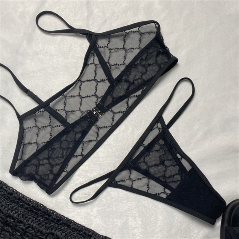 Designer Ladies Bikini Bra Set Summer Shorts Letter Embroidery Lace Underwear Swimwear Sexy Pajamas Women Transparent Lace Swimsuit Bathing Suit