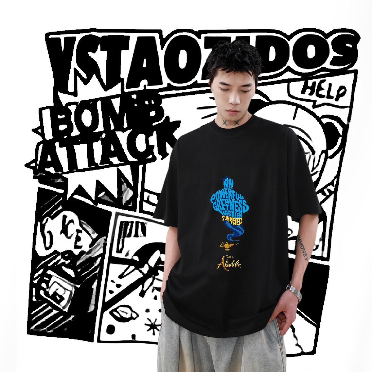 Loose Fit Mens Tshirts Cotton Breathable Soft Hip Hop Street T-Shirts for Men Custom Cartoon Designer Fashion Tees