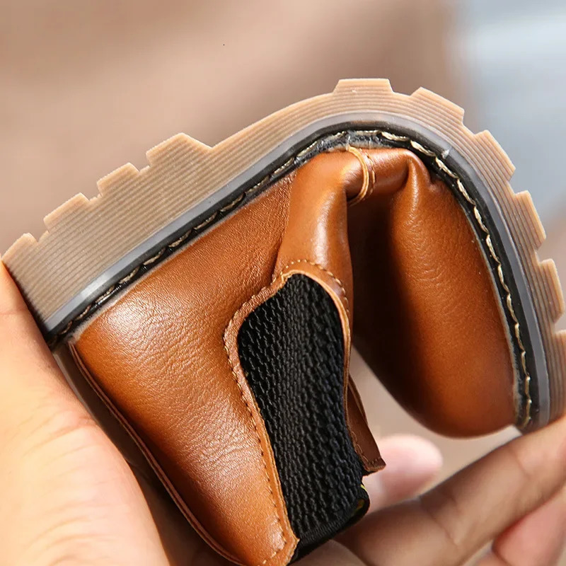 Children Shoes Fashion Kids Boots Autumn Winter Soft Leather Riding Boots Warm Fur Boys Ankle Boots Baby Girls Casual Shoes 240710 - view 3
