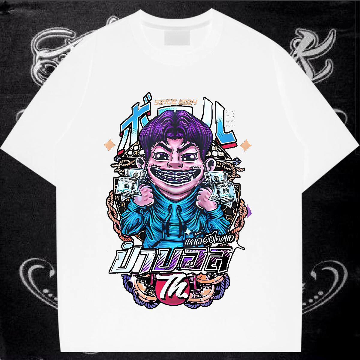 Wholesale Woman T Shirts Cotton O Neck Short Sleeves Tops Hip Hop DIY Couples T Shirts Anime