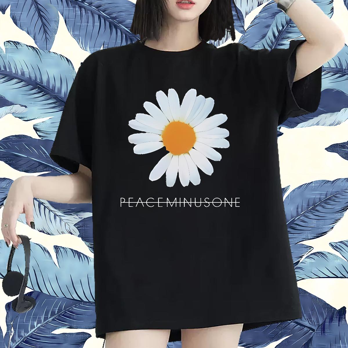 Lady Womens T Shirts Breathable Crew Neck Cotton Tops Shirt Beach 2024 Casual Women Tshirts Floral Print