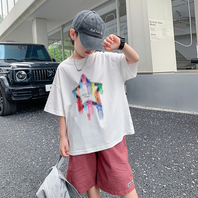T-shirts Kids Tshirts 2024 New Fashion Shirt Girl Boy Summer Short Sleeves Cotton Cool Baby Quality Shirts Cartoon Print Shirts Handsome DJD2407136Y25