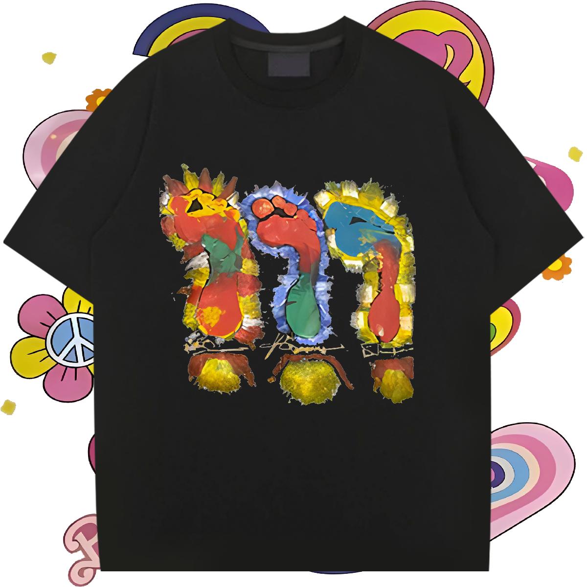 Custom T-Shirts for Men DIY Logo Street wear Hip Hop Tshirts Round Neck Short Sleeve Loose Fit