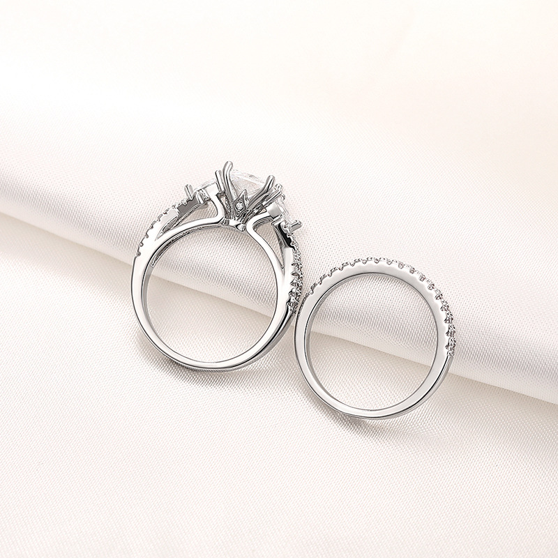 Size 6-10 Stunning Sterg Sier Princess Cut Cubic Zirconia Eternity Wedding Ring Set for Women