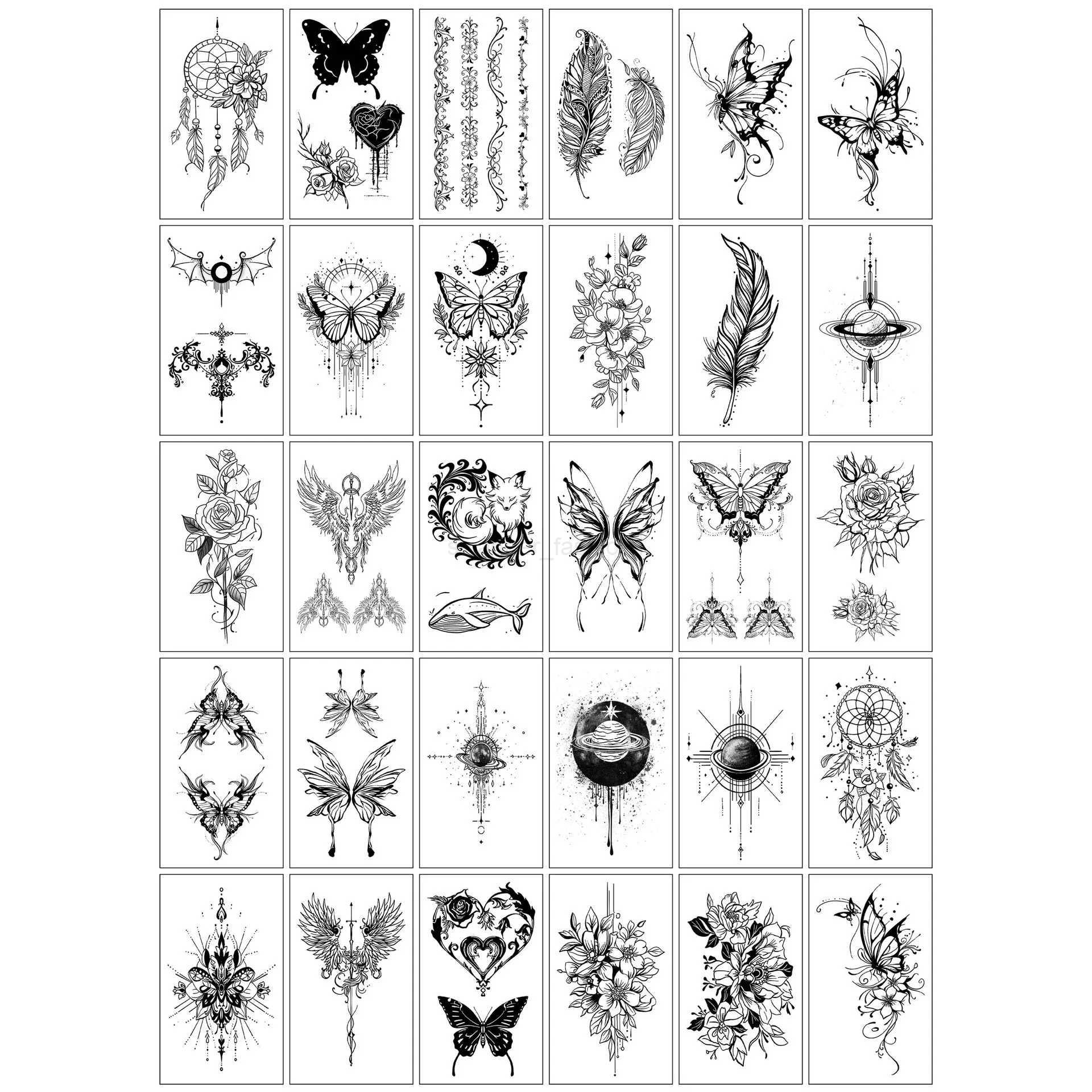 30PCS Womens Tattoo Tips Waterproof Tattoos Butterfly Tattoo Stickers Mini Fake Tattoos Temporary Tattoo Stickers ZS319B240713