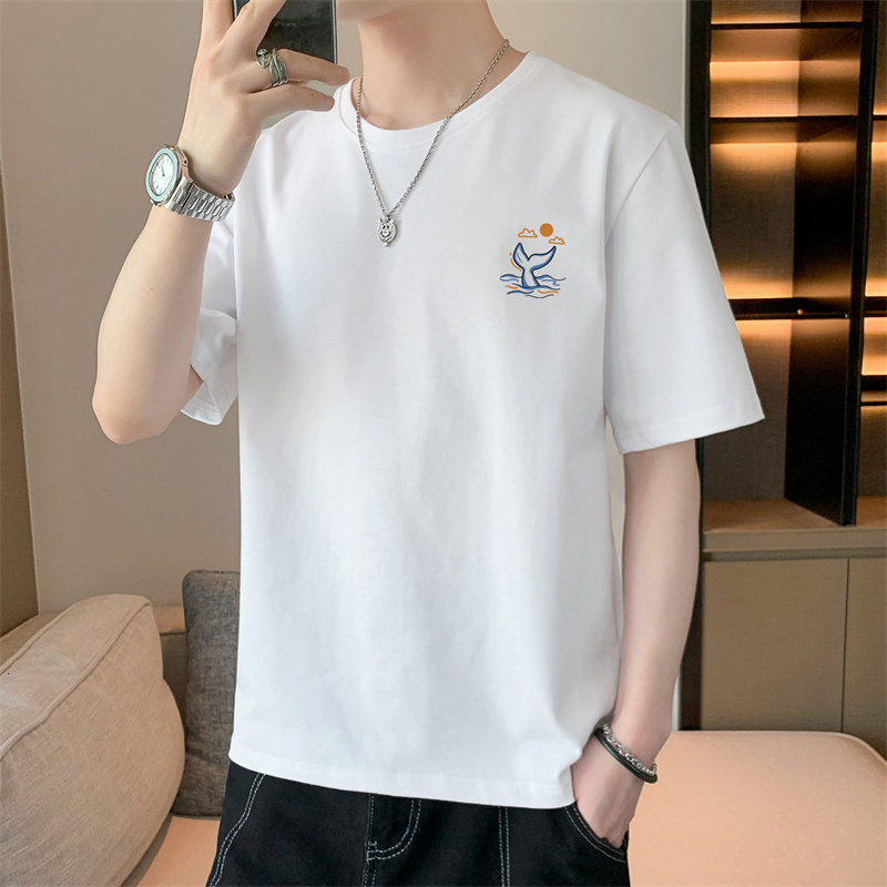 Lighing Delivery New Short Summer Thin Silk Trendy Brand Half Sleeve T-shirt for Men's Ice Sensation Top