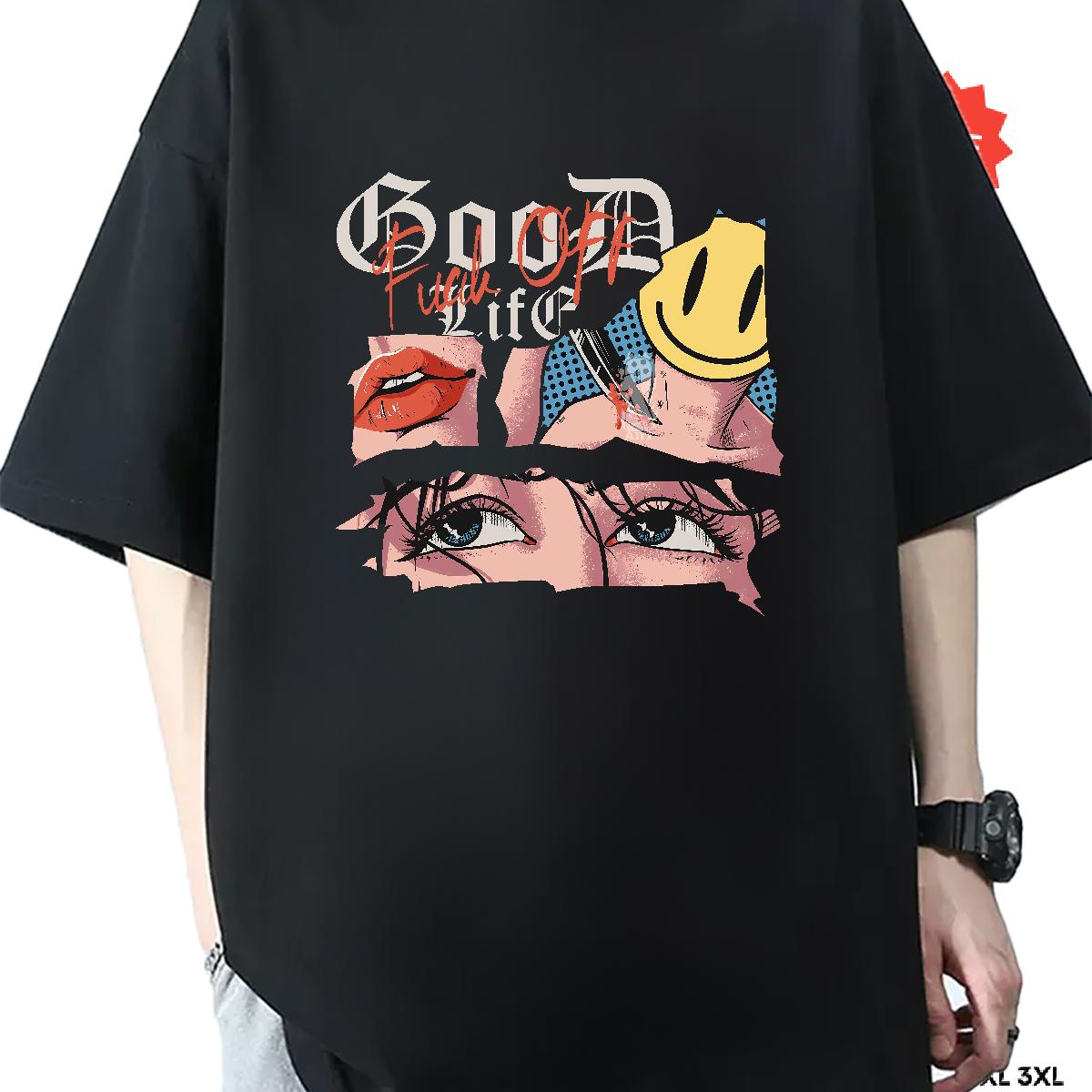 Soft T Shirt For Man Anime Printing Street Cotton Breathable Mens Tshirts Classic White Plus Size Wear