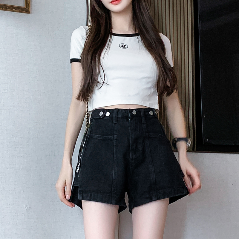 New product lighing shipment denim summer loose 2024 new wide leg internet famous ins straight high waist slimming shorts for women
