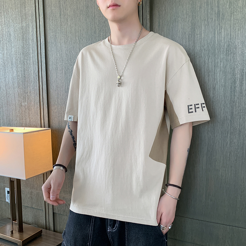 MT-2122 summer new patchwork color contrast short T-shirt for men's fashion casual half sleeved