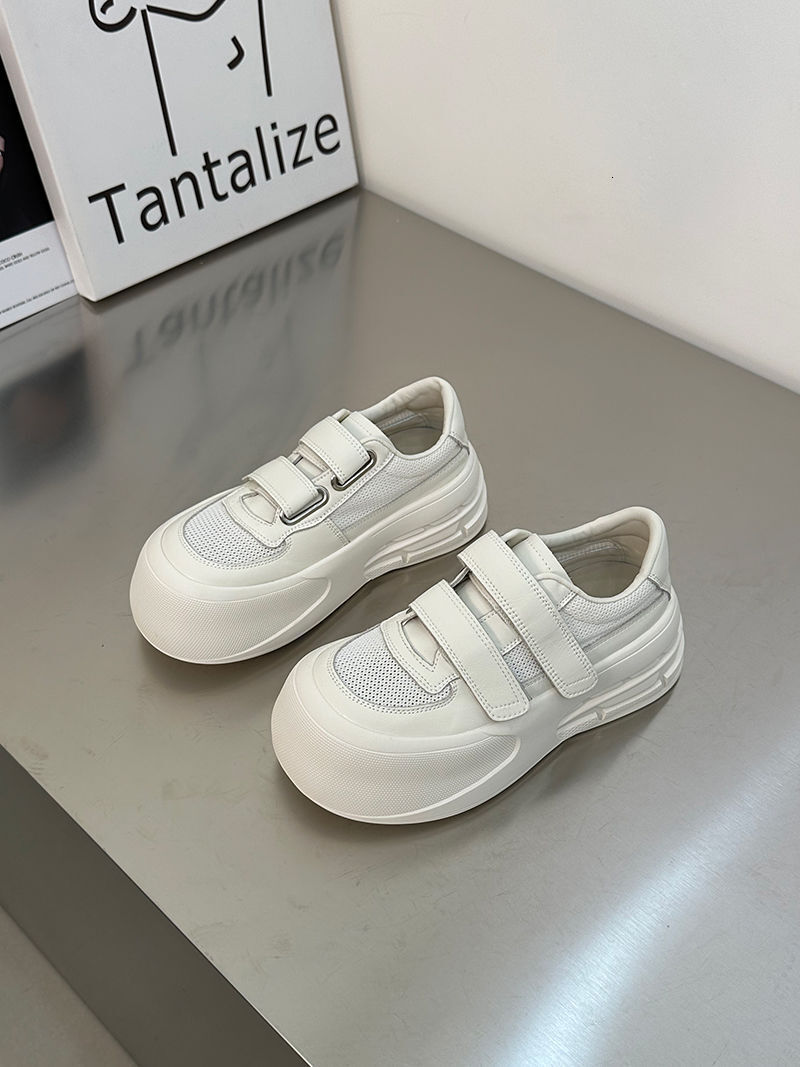 Ddmyoutdoor Soft Thick Sole Spring White Height Increasing Versatile Casual Fashion Sponge Cake Big Head New Mesh Panel Shoes For Women