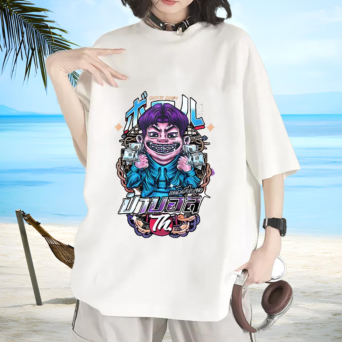 Lady Womens T Shirts Cotton Comfortable Tees Summer Casual New Arrival Unisex Tshirts Black White