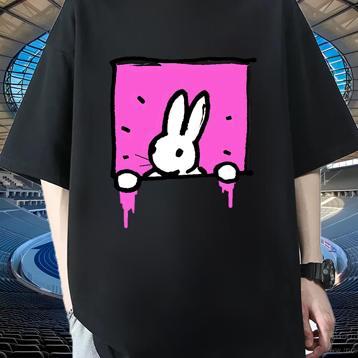 New Man T Shirts Cartoon Print Men Tees Casual Daily Wear Cotton O Neck Short Sleeves Loose Fit Top Tees