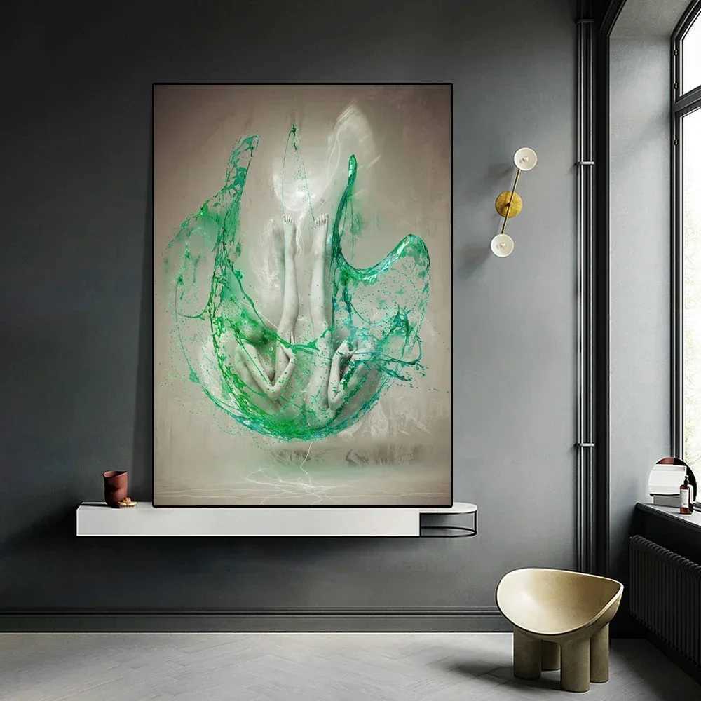 Metal Figure Statue Art Canvas Painting Abstract Couple Sculpture Posters and Print Wall Picture for Living Room Home DecorationB240713