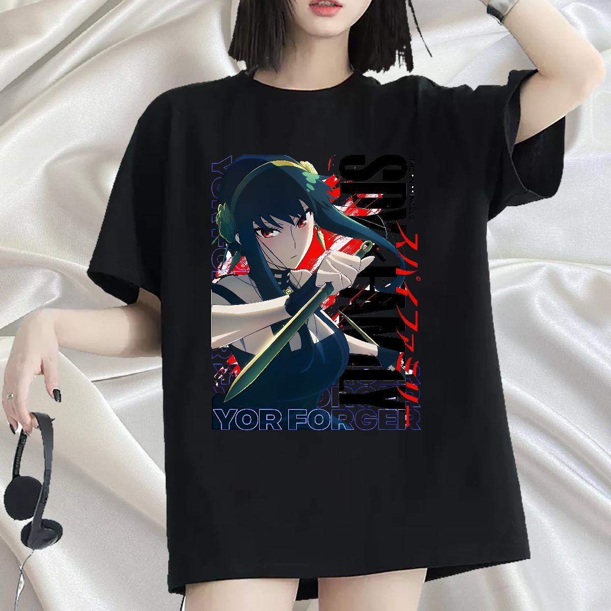2024 Casual T Shirts Women Cotton Breathable Soft Anime Print Tops Sports Street Wear Nice Women Tshirts