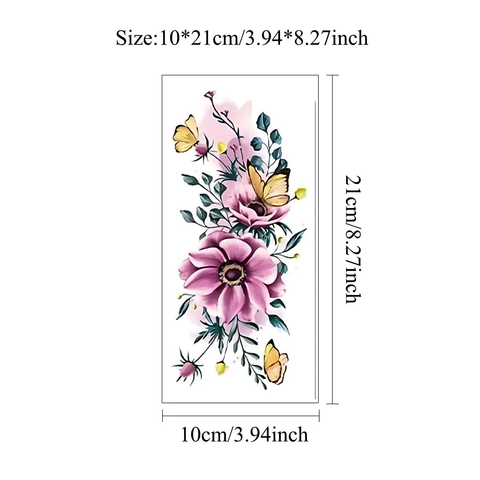 Flower Half Arm Temporary Tattoos Stickers Purple Bunch Lotus Red Lily Fake Tattoss Waterproof for Women Laides Body Party FavorB240713