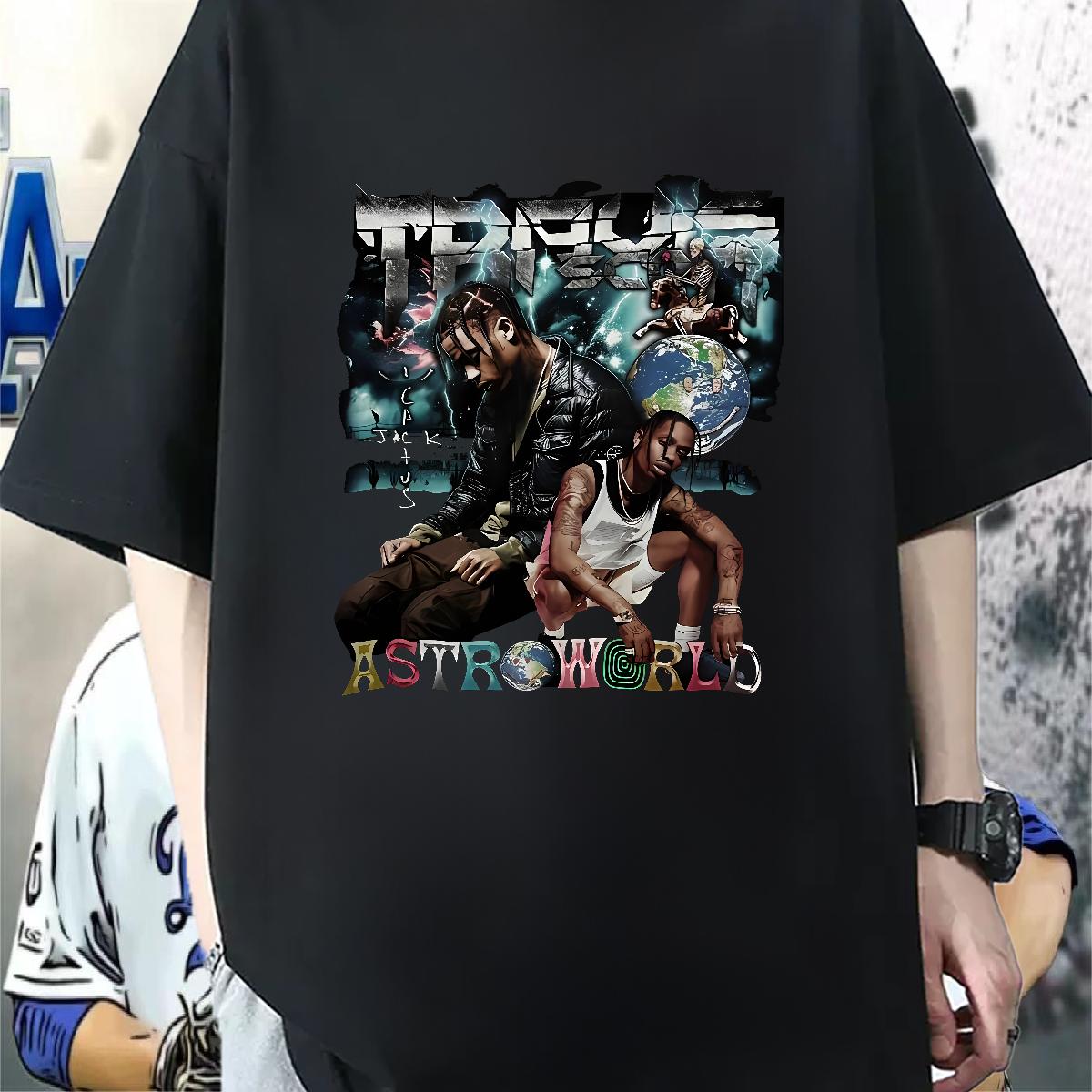 Loose Fit T Shirt For Man High Street Hip Hop Breathable Crew Neck Cotton Men Clothes T-Shirt Classic Casual Cartoon Print Tshirts