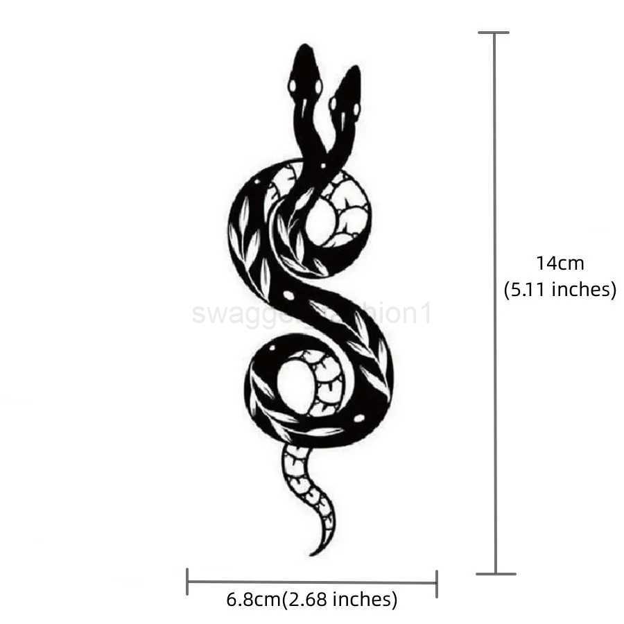 1PC Snake Fake Tattoo Dark Tide Cool Flower Arm Black Mamba Dead Man Snake Skull Disposable Waterproof Tattoo StickersB240713