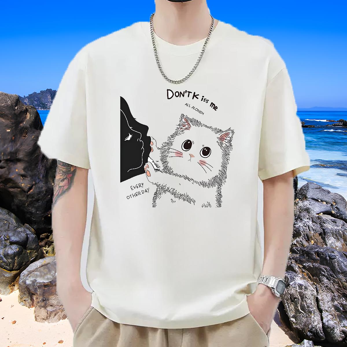 Loose Fit Men Clothes T-Shirt Round Neck Short Sleeve Street wear Hip Hop T shirt DIY Printed Classic Tops Tees