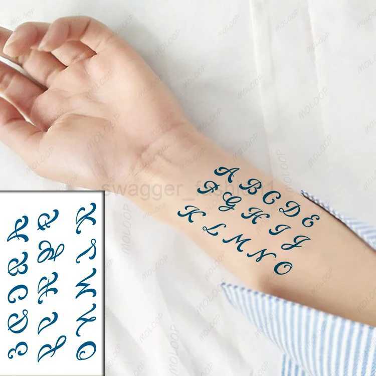 Tattoo Sticker English Alphabet Letter Roman Numerals Waterproof Temporary Body Art Fake Flash Tattoo for Man Woman KidsB240713