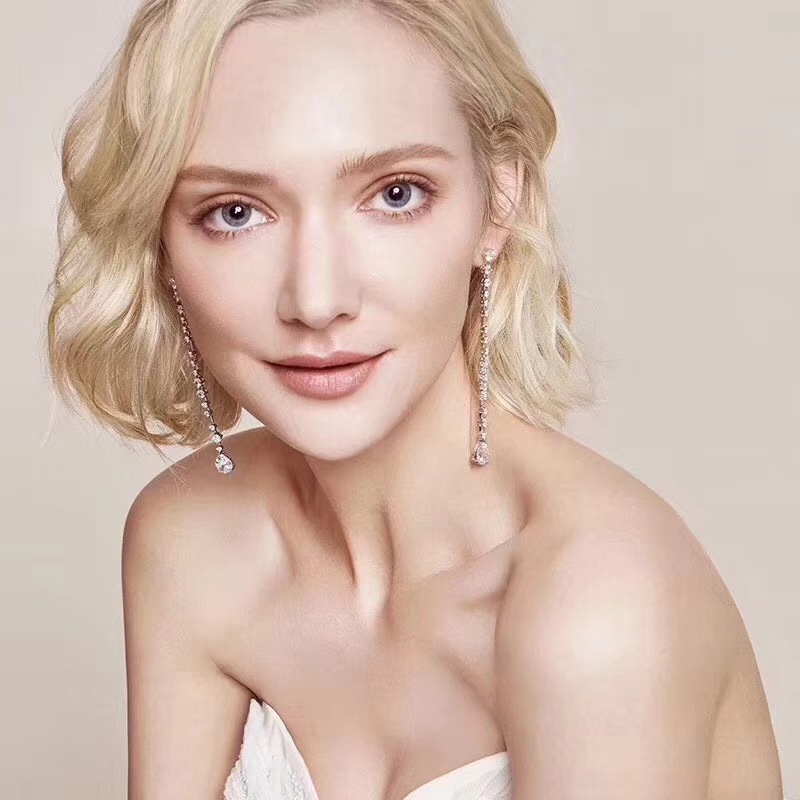 Sterg Sier Moissanite Tassel Drop Dangle Earrings For Women