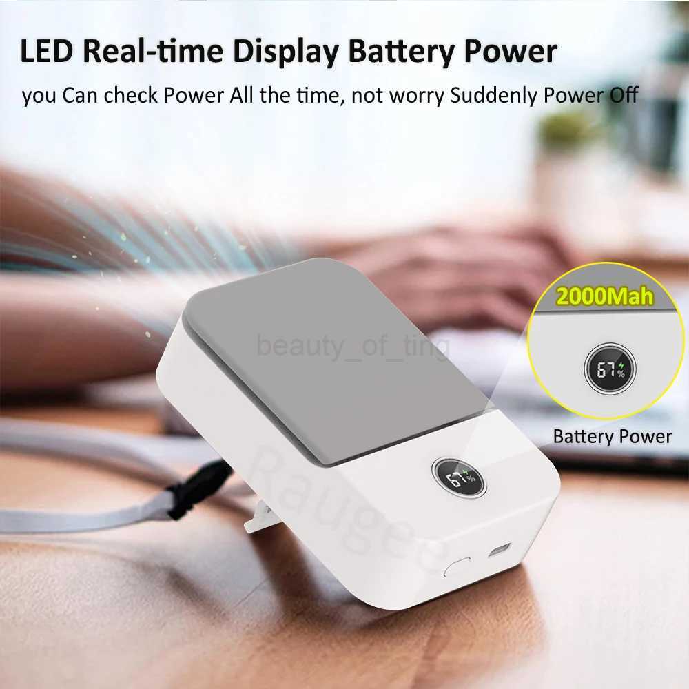 2000Mah Hanging Neck Waist Clip Fan Wearable Portable Fans 3 Speed USB Rechargeable Fan Waist Clip Fan For Outdoor RunningCL240712