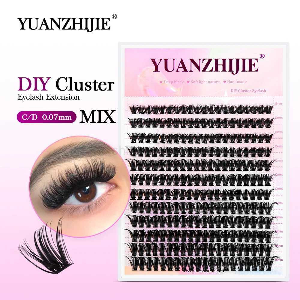 YUANZHIJIE Mix Length Fluffy Individual DIY Clusters Eyelash Extension C D Curl 144 pcs Natural Segmented Eyelash Makeup ToolsCL240713