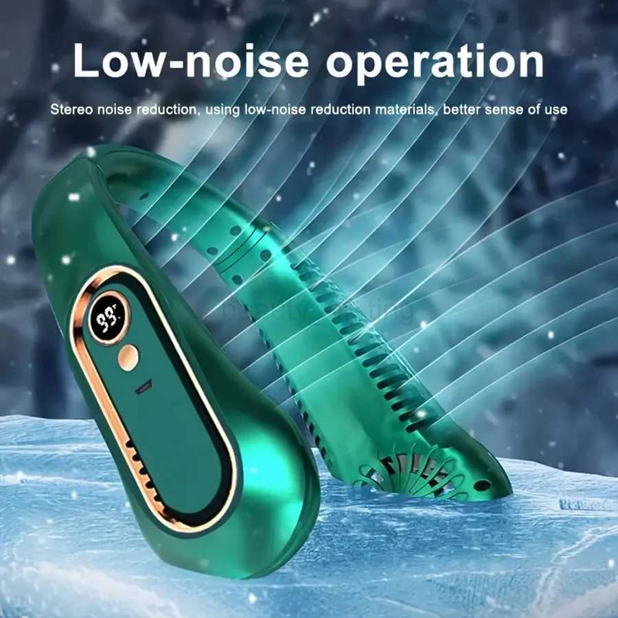 2024 New Top Selling Hanging Neck Fan Portable Cooler Mini Air Conditioner Wearable Neck Fan With 5 Gears and LED Display ScreenCL240712