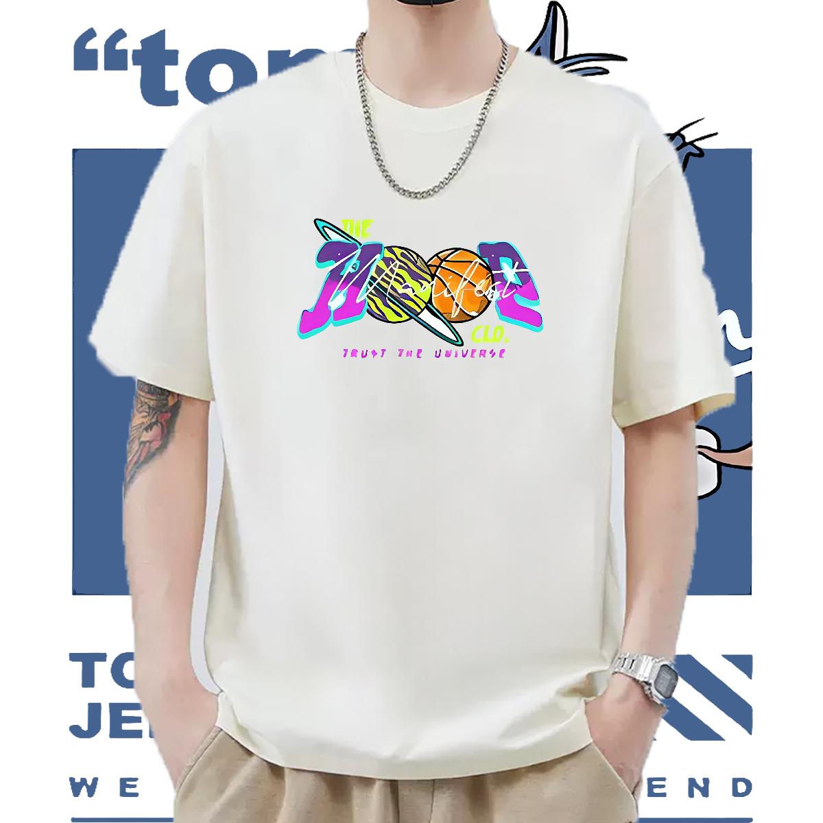 Loose Mens T Shirts Beach Cotton O Neck Short Sleeves Mens Tshirts Custom DIY Printed Tops