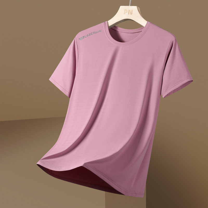 985 summer men's high elasticity nylon quick drying T-shirt, high-quality and fashionable round neck sports short sleeved ice silk T-shirt