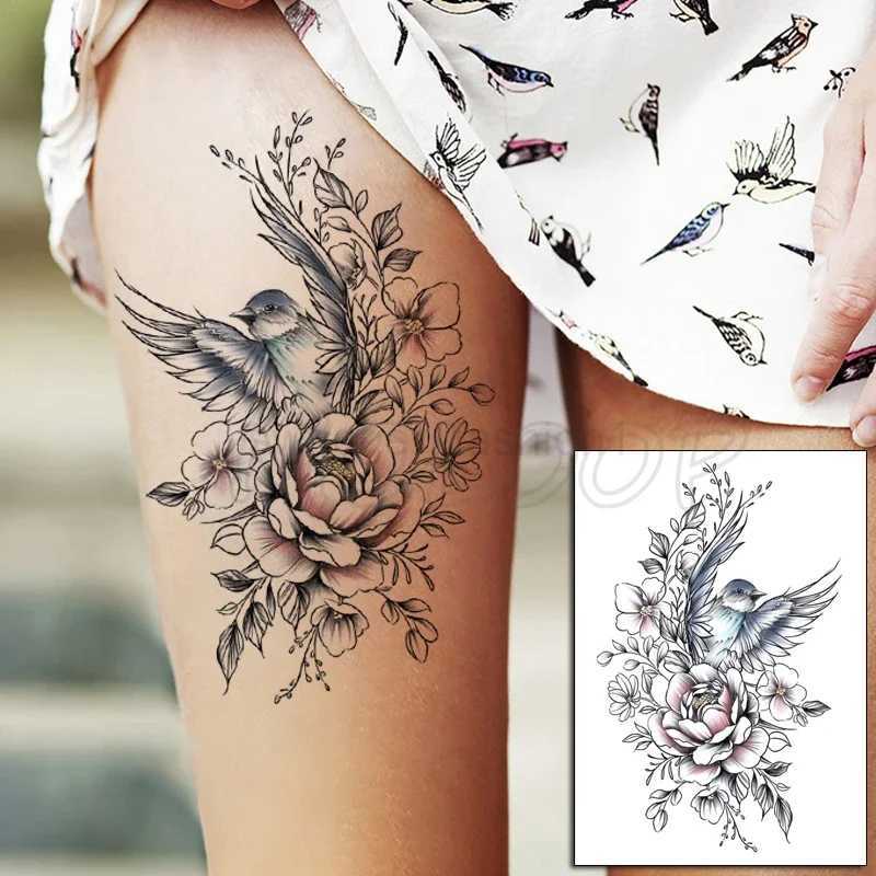 Tattoo Sticker Bird Wings Flower Plant Horse Carp Wolf Tatoo Temporary Waterproof Fake Tattoos for Women Men Makeup Body ArtB240713